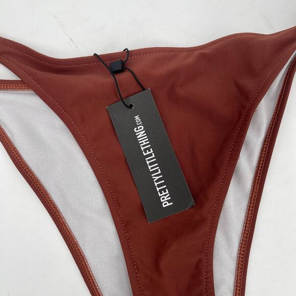 PRETTYLITTLETHING Bikini Bottoms Size 6 NWT Color Block Double Strap Tanga - Picture 6 of 10